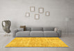 Machine Washable Abstract Yellow Modern Rug in a Living Room, wshabs2055yw