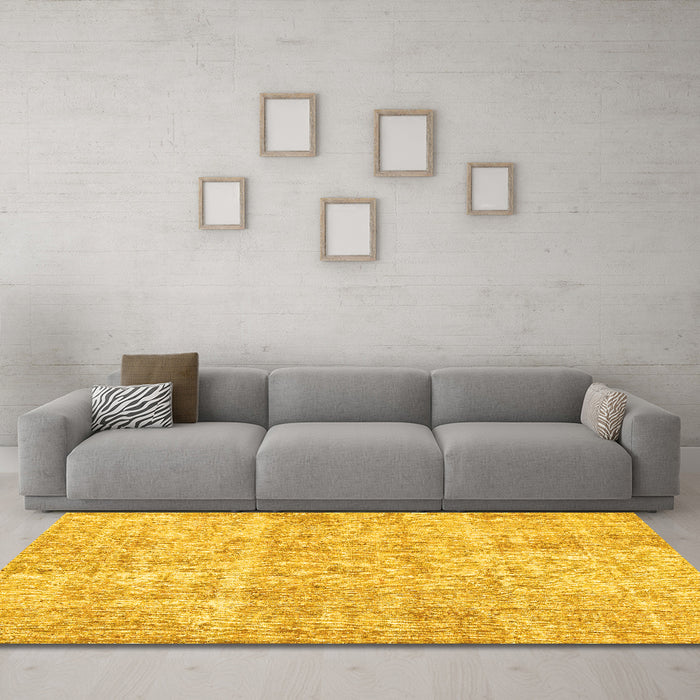 Machine Washable Abstract Yellow Modern Rug in a Living Room, wshabs2055yw