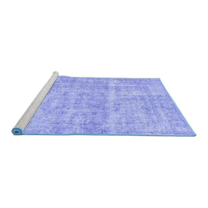 Sideview of Machine Washable Abstract Blue Modern Rug, wshabs2055blu