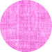 Round Abstract Pink Modern Rug, abs2055pnk