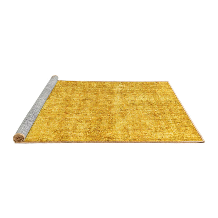 Sideview of Machine Washable Abstract Yellow Modern Rug, wshabs2055yw