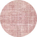 Round Abstract Deep Rose Pink Modern Rug, abs2055