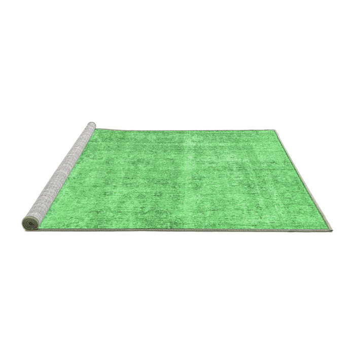 Sideview of Machine Washable Abstract Emerald Green Modern Area Rugs, wshabs2055emgrn
