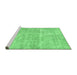 Sideview of Machine Washable Abstract Emerald Green Modern Area Rugs, wshabs2055emgrn