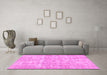 Machine Washable Abstract Pink Modern Rug in a Living Room, wshabs2055pnk