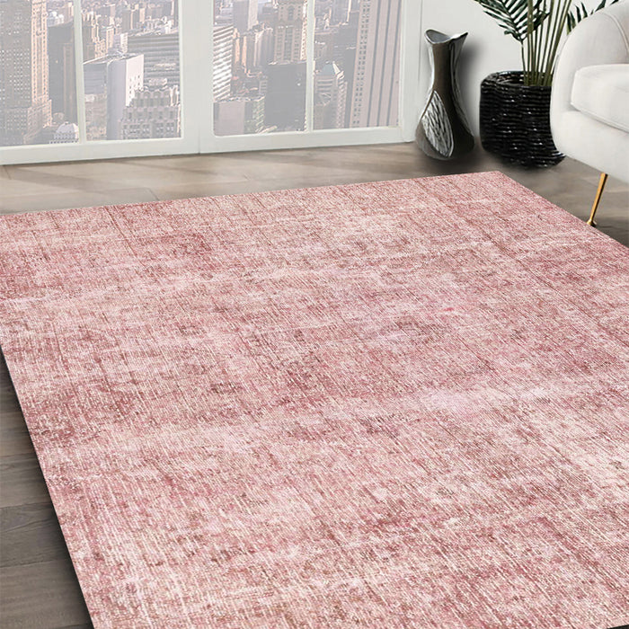 Machine Washable Abstract Deep Rose Pink Rug in a Family Room, wshabs2055