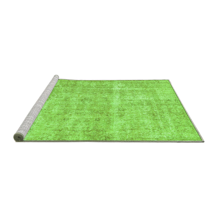 Sideview of Machine Washable Abstract Green Modern Area Rugs, wshabs2055grn