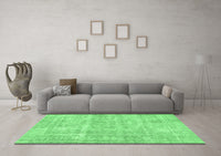 Machine Washable Abstract Emerald Green Modern Rug, wshabs2055emgrn