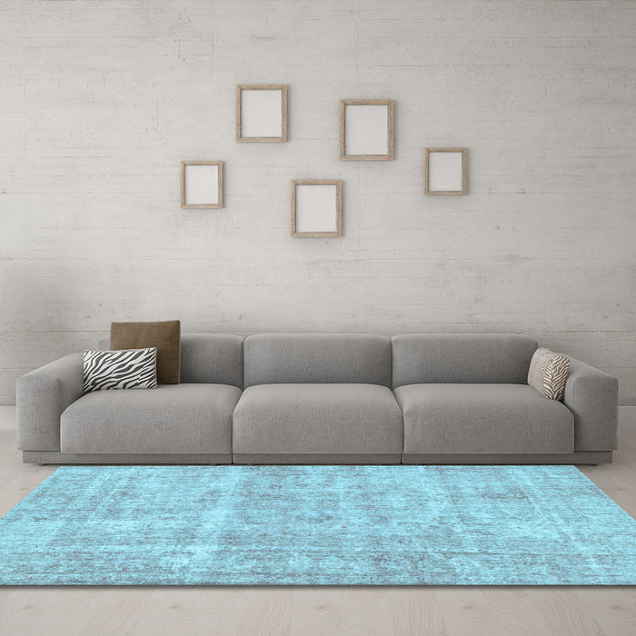Machine Washable Abstract Light Blue Modern Rug in a Living Room, wshabs2055lblu