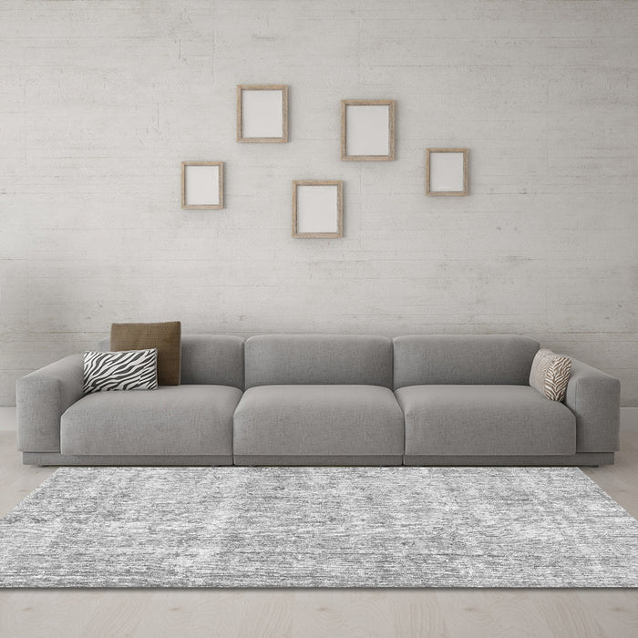 Machine Washable Abstract Gray Modern Rug in a Living Room,, wshabs2055gry