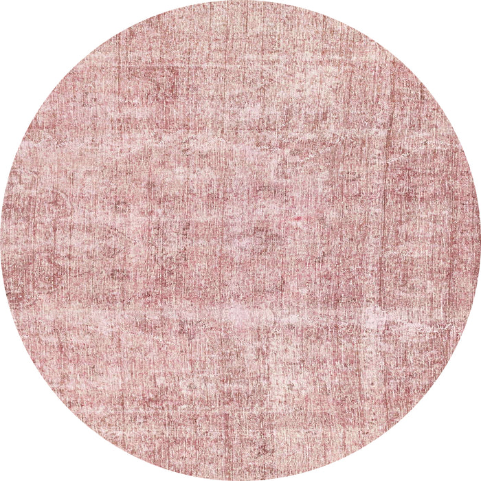 Round Machine Washable Abstract Deep Rose Pink Rug, wshabs2055