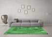 Machine Washable Patchwork Emerald Green Transitional Area Rugs in a Living Room,, wshabs2056emgrn