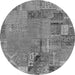 Round Patchwork Gray Transitional Rug, abs2056gry