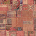 Square Abstract Sunrise Orange Patchwork Rug, abs2056