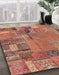 Abstract Sunrise Orange Patchwork Rug in Family Room, abs2056