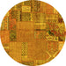 Round Patchwork Yellow Transitional Rug, abs2056yw