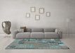 Machine Washable Patchwork Light Blue Transitional Rug in a Living Room, wshabs2056lblu
