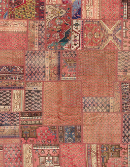 Abstract Sunrise Orange Patchwork Rug, abs2056
