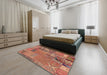 Abstract Sunrise Orange Patchwork Rug in a Bedroom, abs2056