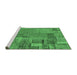 Sideview of Machine Washable Patchwork Emerald Green Transitional Area Rugs, wshabs2056emgrn