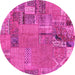 Round Patchwork Pink Transitional Rug, abs2056pnk