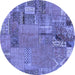 Round Patchwork Blue Transitional Rug, abs2056blu