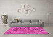 Machine Washable Patchwork Pink Transitional Rug in a Living Room, wshabs2056pnk