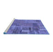 Sideview of Machine Washable Patchwork Blue Transitional Rug, wshabs2056blu