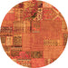 Round Machine Washable Patchwork Orange Transitional Area Rugs, wshabs2056org