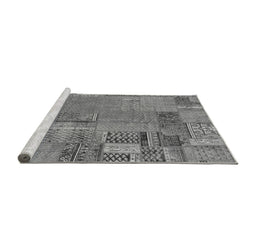 Sideview of Machine Washable Patchwork Gray Transitional Rug, wshabs2056gry