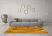 Machine Washable Patchwork Yellow Transitional Rug in a Living Room, wshabs2056yw