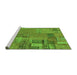 Sideview of Machine Washable Patchwork Green Transitional Area Rugs, wshabs2056grn
