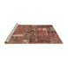 Sideview of Machine Washable Abstract Brown Red Rug, wshabs2057
