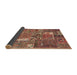 Sideview of Abstract Brown Red Patchwork Rug, abs2057