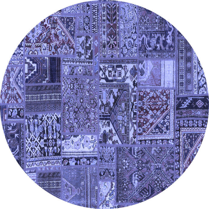 Round Patchwork Blue Transitional Rug, abs2057blu