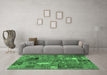 Machine Washable Patchwork Emerald Green Transitional Area Rugs in a Living Room,, wshabs2057emgrn