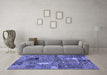 Machine Washable Patchwork Blue Transitional Rug in a Living Room, wshabs2057blu