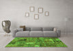 Machine Washable Patchwork Green Transitional Area Rugs in a Living Room,, wshabs2057grn