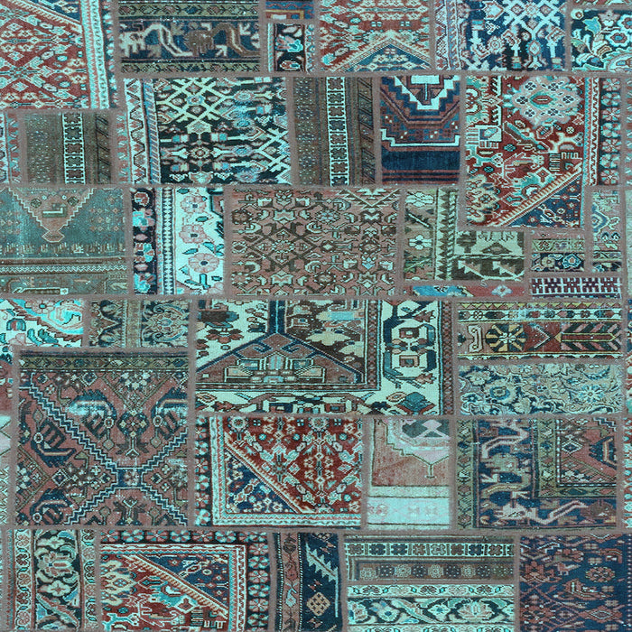 Square Patchwork Light Blue Transitional Rug, abs2057lblu
