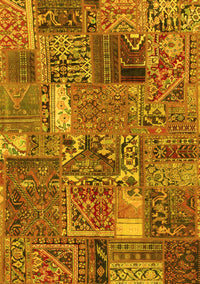 Patchwork Yellow Transitional Rug, abs2057yw