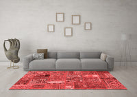 Machine Washable Patchwork Red Transitional Rug, wshabs2057red
