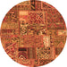 Round Patchwork Orange Transitional Rug, abs2057org