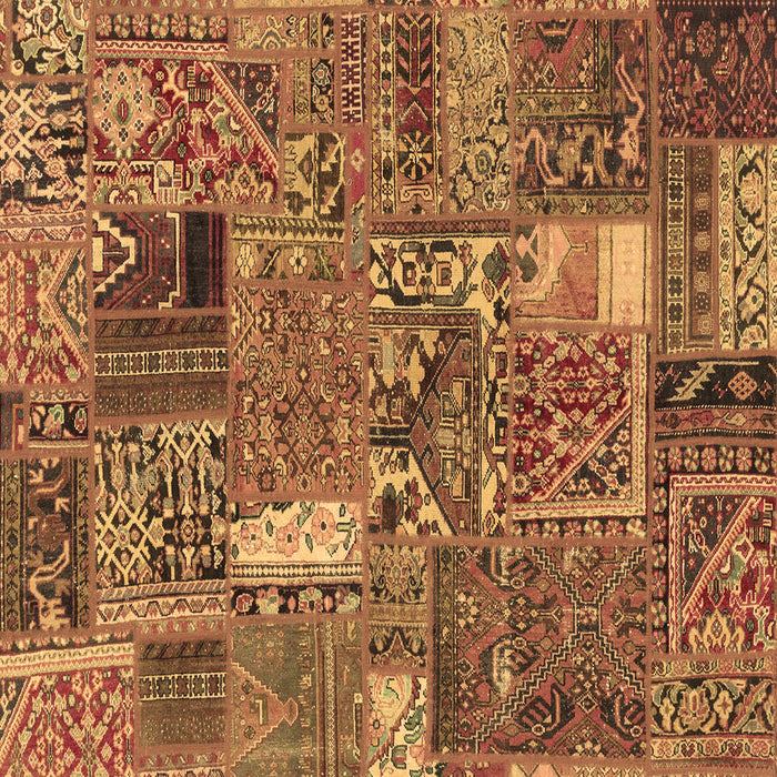 Square Machine Washable Patchwork Brown Transitional Rug, wshabs2057brn