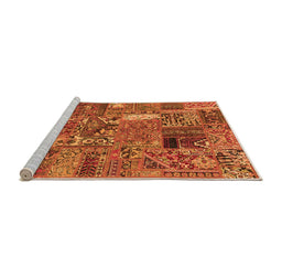Sideview of Machine Washable Patchwork Orange Transitional Area Rugs, wshabs2057org
