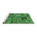 Sideview of Machine Washable Patchwork Emerald Green Transitional Area Rugs, wshabs2057emgrn