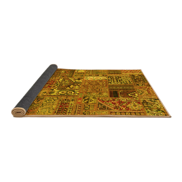 Sideview of Patchwork Yellow Transitional Rug, abs2057yw