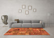 Machine Washable Patchwork Orange Transitional Area Rugs in a Living Room, wshabs2057org