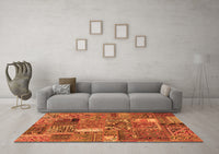 Machine Washable Patchwork Orange Transitional Rug, wshabs2057org