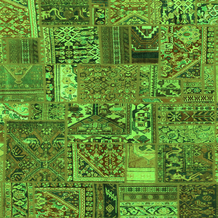 Square Machine Washable Patchwork Green Transitional Area Rugs, wshabs2057grn