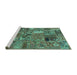 Sideview of Machine Washable Patchwork Turquoise Transitional Area Rugs, wshabs2057turq